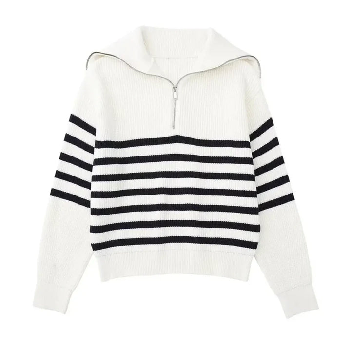 Nordic Zip Up Stripe Sweater