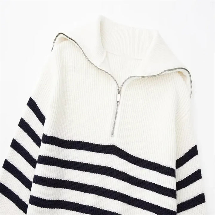 Nordic Zip Up Stripe Sweater