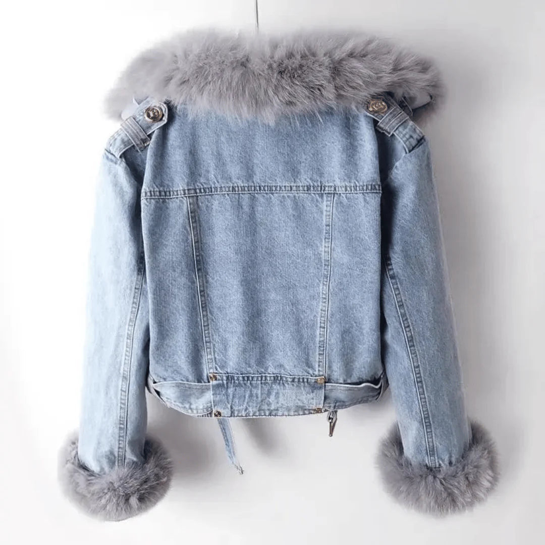 Mona Urban Elegance Denim & Fur Jacket