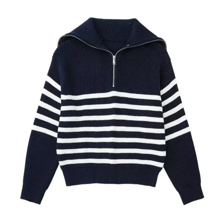 Nordic Zip Up Stripe Sweater