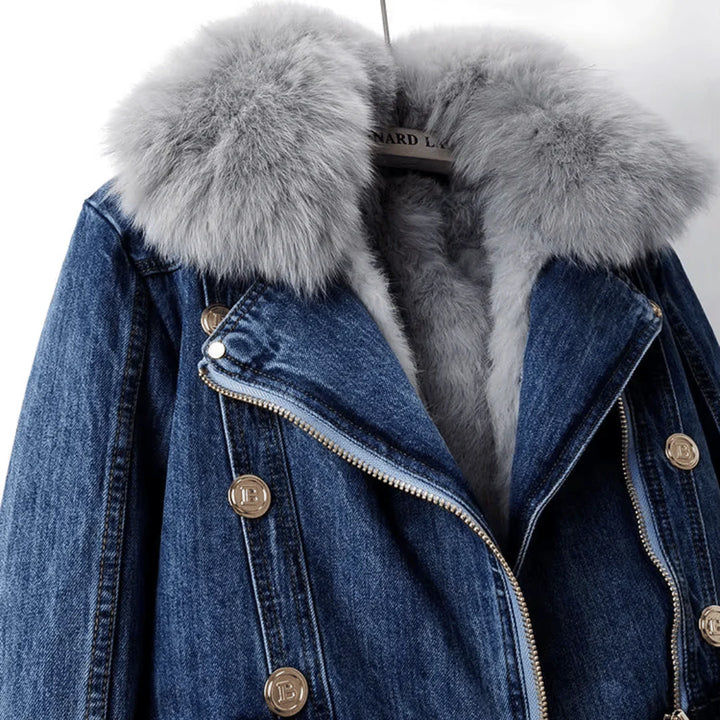 Mona Urban Elegance Denim & Fur Jacket