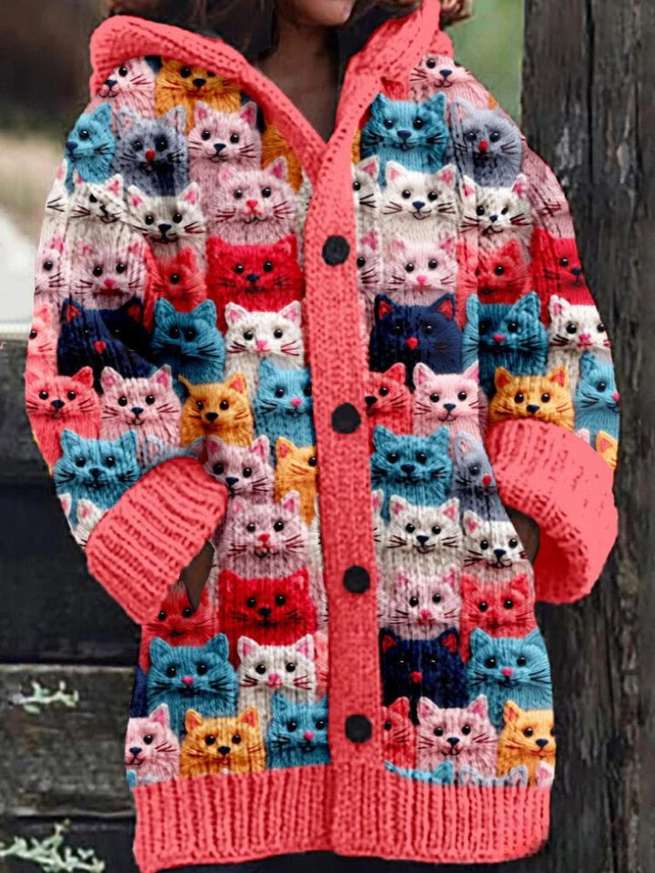 Colorful Knit Cat Cardigan