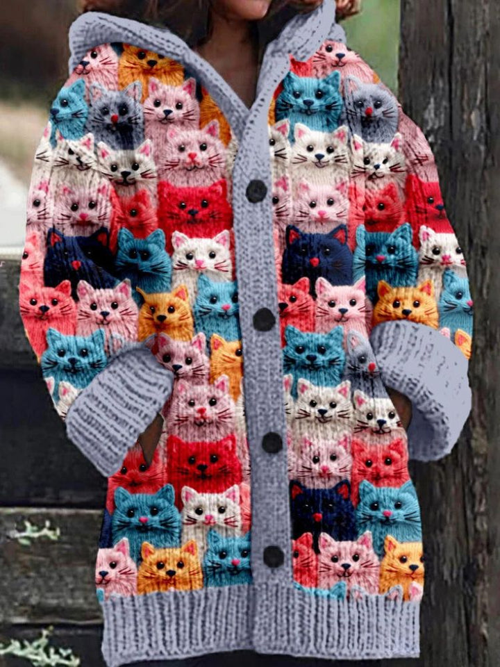 Colorful Knit Cat Cardigan