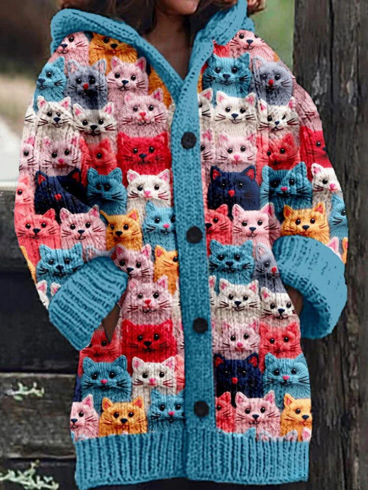 Colorful Knit Cat Cardigan