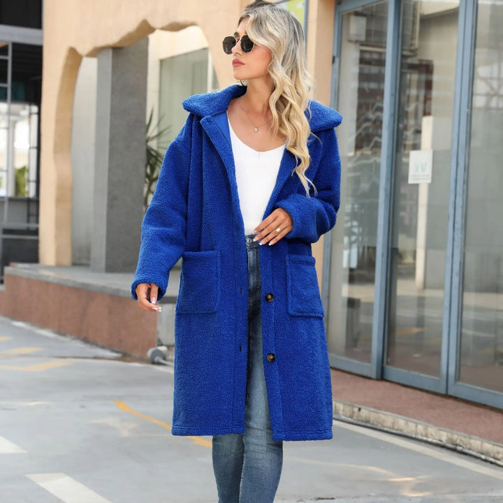 Vogue | Long Royal Blue Teddy Coat