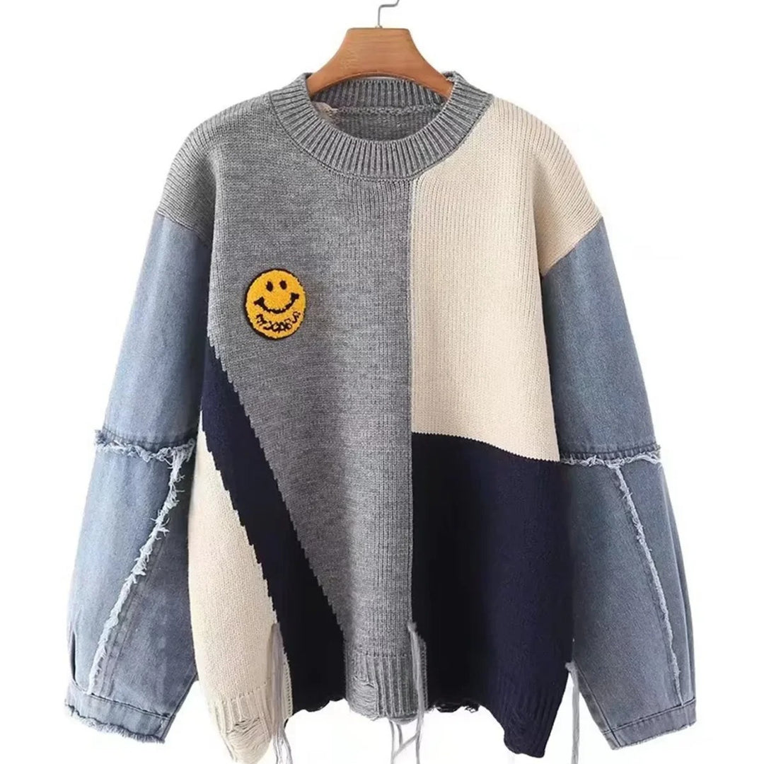 SMILE | Women Loose-fit Denim Sweater