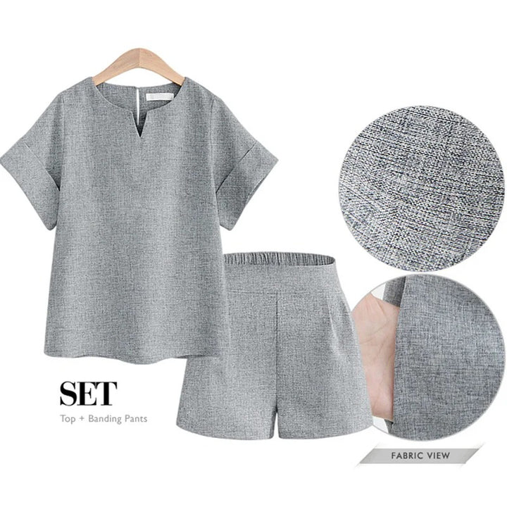 Soft Cotton Linen Oversized Shorts Set