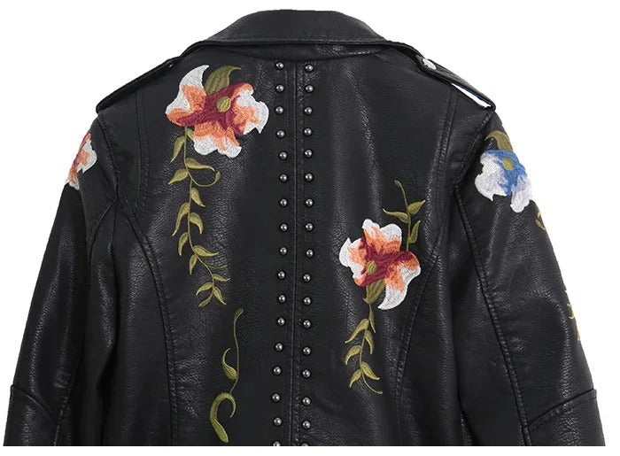 Women's Floral Leather Jacket