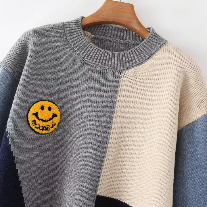 SMILE | Women Loose-fit Denim Sweater