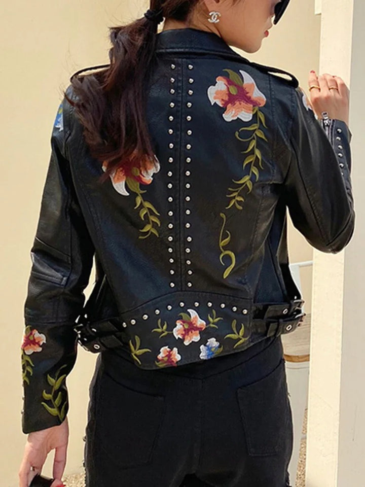 Women's Floral Leather Jacket