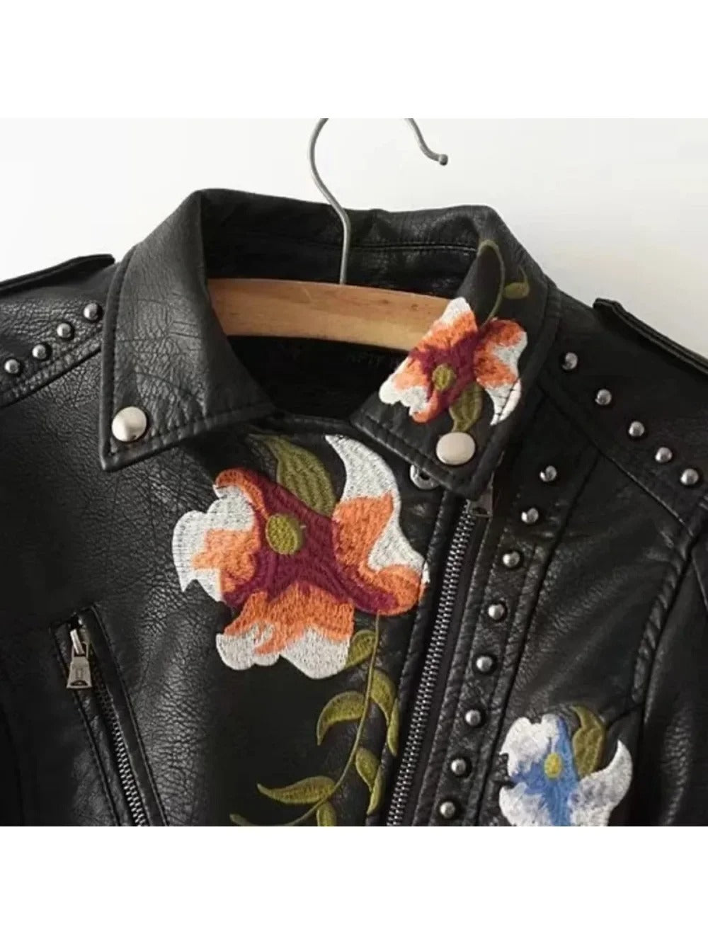 Women's Floral Leather Jacket