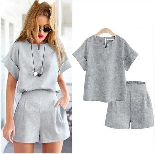 Soft Cotton Linen Oversized Shorts Set