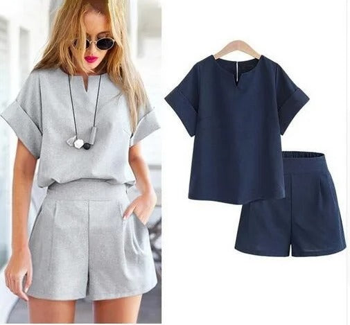 Soft Cotton Linen Oversized Shorts Set