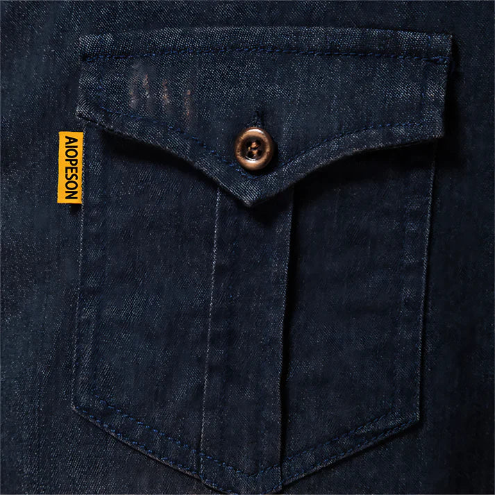 AdaptiveFit Cotton Denim Shirt: Tailored for Men