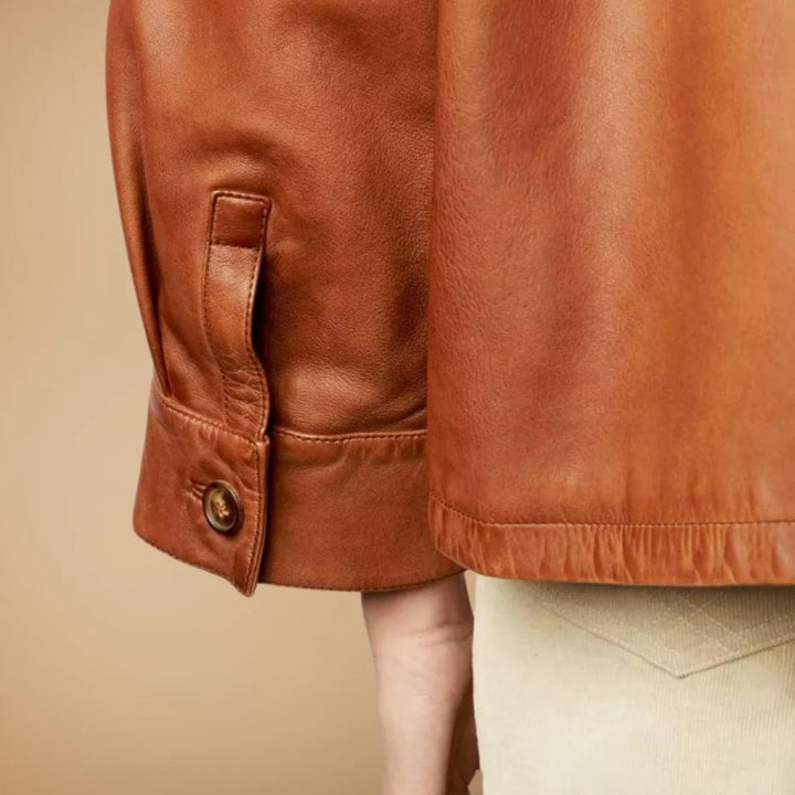 Minimalist Boxy Leather Short Jacket