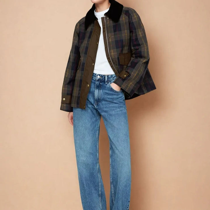 Plaid Straight-Cut Women's Jacket