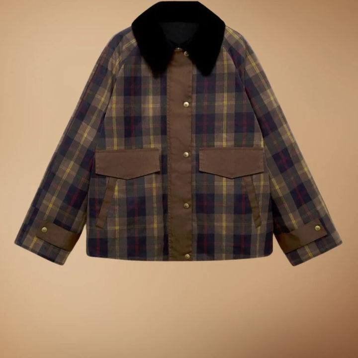 Plaid Straight-Cut Women's Jacket